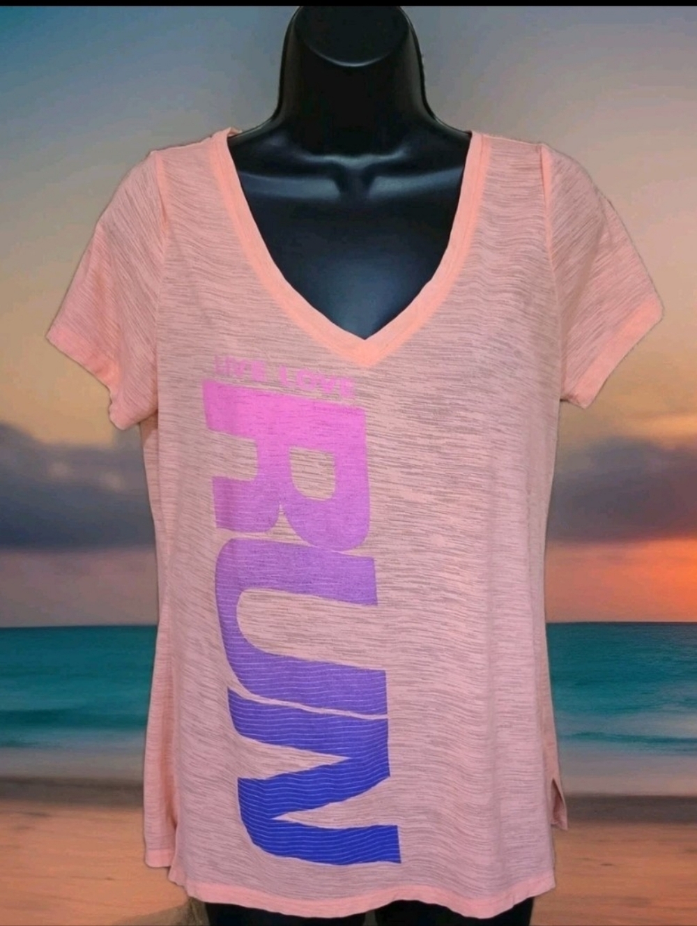 Live Love Dream Women's Med Neon Orange Semi Sheer Short Sleeve Athletic T-shirt